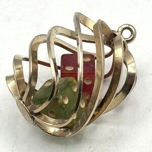 Danecraft Caged Dice Casino Gold Filled Estate Vintage Charm